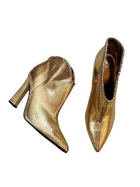 Marc Fisher LTD Masina Boots Gold Metallic Snake size 7.5